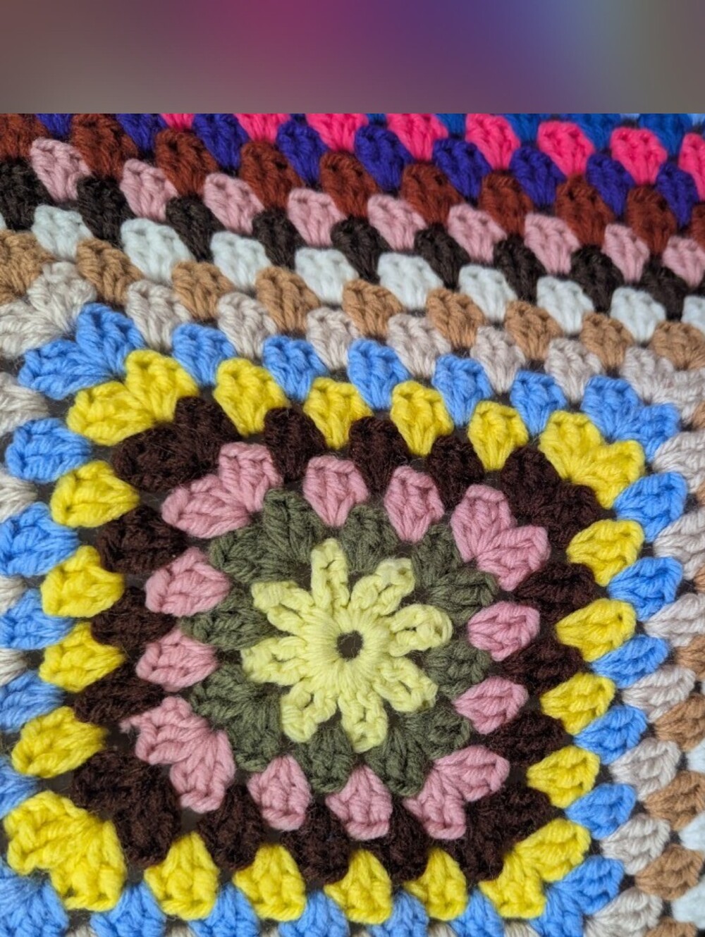 Vintage Handmade Continuous Granny Square Crochet Afghan  Throw Boho 38x46 - Picture 3 of 4